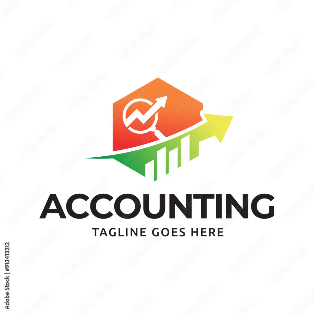 Poster vector logo combination of a graph and magnifier