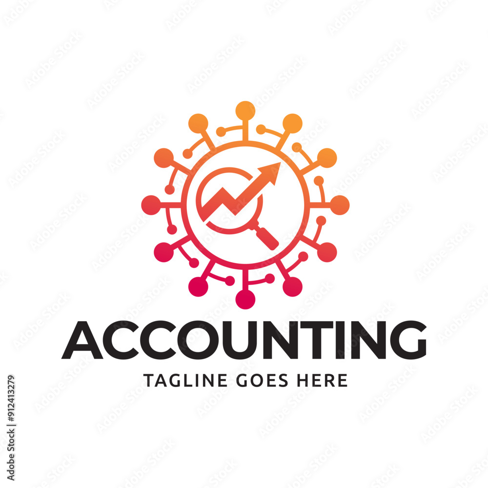 Poster vector logo combination of a graph and magnifier