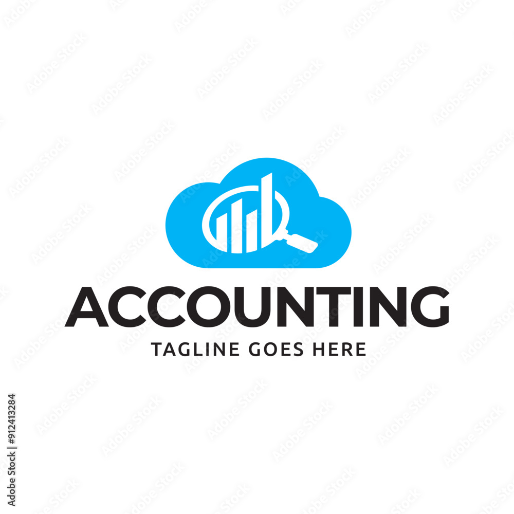 Poster vector logo combination of a graph and magnifier