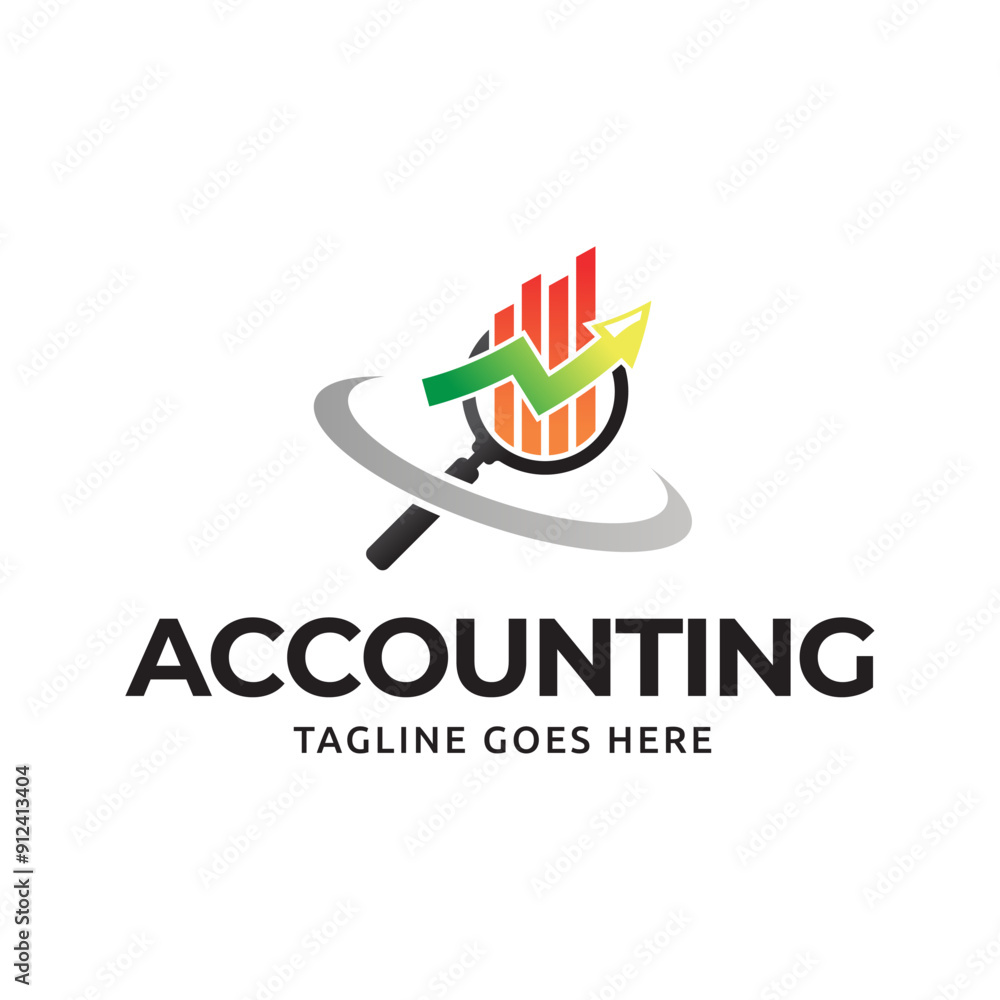 Poster vector logo combination of a graph and magnifier