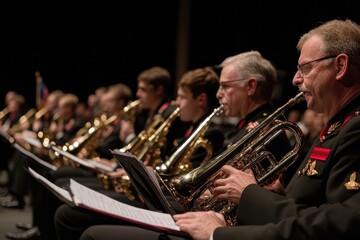 Obraz premium Brass Band Members Playing Instruments During a Performance