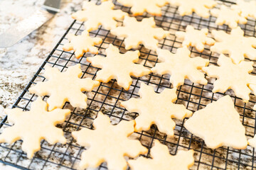 Naklejka premium Cooling Snowflake-Shaped Sugar Cookies on a Rack