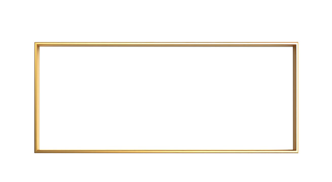Minimalist rectangular gold frame on a white background