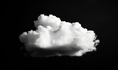 Single white cloud isolated on black background