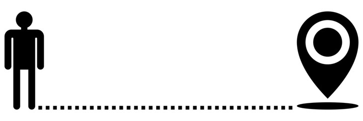 black one person with guideline to destination,business concept,vector illustration.