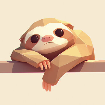 ローポリゴン3Dナマケモノ