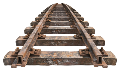 PNG Rusty railway tracks isolated white