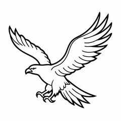 Eagle Flying Vector Illustration - Cartoon, Clipart, and Line Art Design