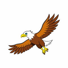 Eagle Flying Vector Illustration - Cartoon, Clipart, and Line Art Design
