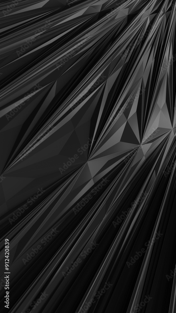 Poster 3d abstract black background. low poly triangle. 3d rendering illustration not ai