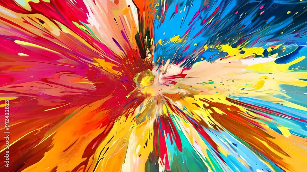 Poster vibrant colors explode in dynamic abstract art, creating a mesmerizing mix of hues
