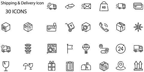 Set of Shipping & Delivery icons. Line art style icons bundle. vector illustration