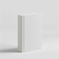 A blank, plain white hardcover book placed against a light background offers ample space for text, images, or branding, ideal for design projects, book covers, or marketing material,