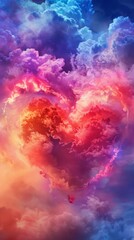beautiful colorful valentine day heart in the clouds as abstract background 