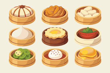 Dim Sum Color Line Art Deliciously Crafted Through Vibrant Illustration