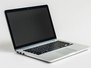 Sleek Silver Laptop Open On Table Highlighting Modern Technology and Design in Natural Light
