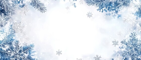 Decorative winter frame with snowflakes 