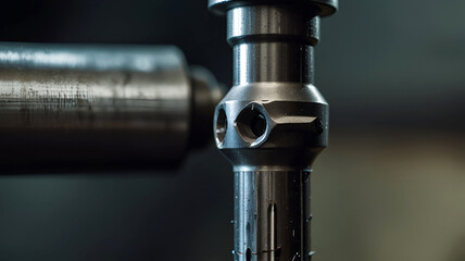 Naklejka premium Precision and Power Closeup of a Drill Bit Boring into Metal. Concept Industrial Tools. Metalworking, Closeup Photography, Precision Engineering. Ai generative