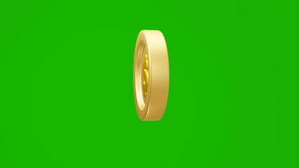 Simple animation of gold dollar coins on a green background.