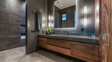 Obraz premium Modern Bathroom with Sleek Vanity and Tile