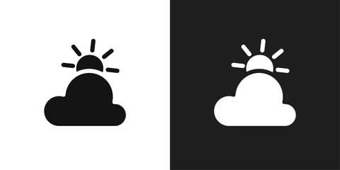 Cloud sun icon logo set vector