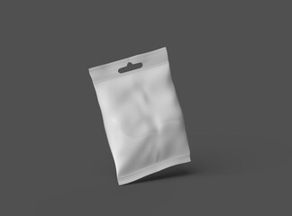 Render of a resealable zip-lock bag with hanging hole on a dark background