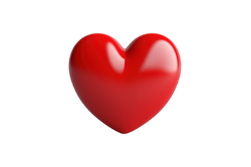 A Vibrant Red Heart, A Symbol of Love and Passion on a White or Clear Surface PNG Transparent Background