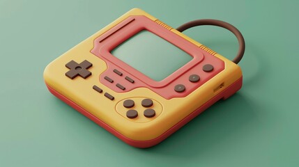 Retro game controller,3D render clay style, colorful, isolated on pure solid background
