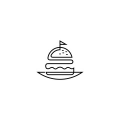 burger logo with continuous line design style