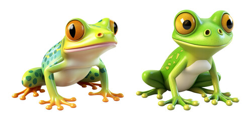 Obraz premium Playful Spotted Frogs in 3D Illustration