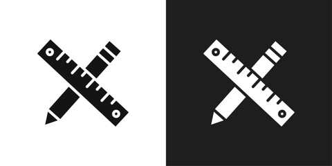 Pencil and ruler icon logo set vector