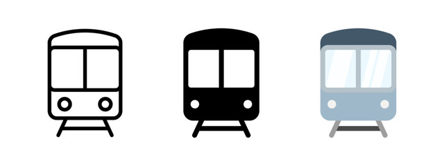 Train icon. Railway station symbol. Railroad locomotive vector illustration. Subway, metro and underground sign. Public tram pictogram. Railway carriage concept.