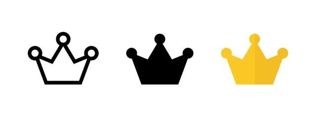Queen icon. King symbol. Simple gold crown vector illustration. Jewelry sign. Kingdom sign. Authority concept. Prince and princess minimalistic pictogram. © Chelpanoff