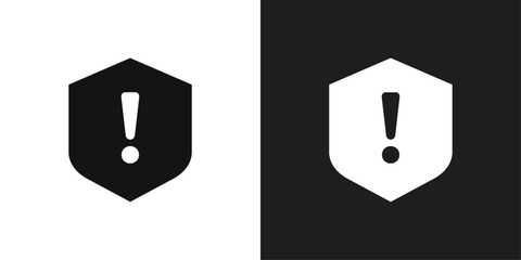 Shield exclamation icon logo set vector