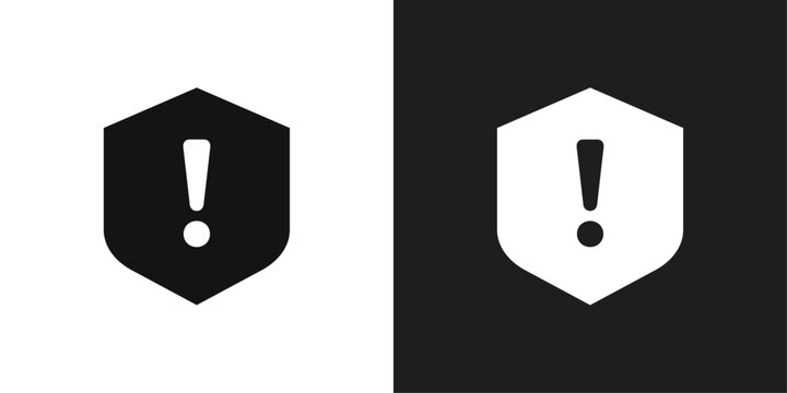Shield exclamation icon logo set vector