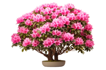 A Delicate Dance of Pink Blossoms in a Bonsai Tree on a White or Clear Surface PNG Transparent Background