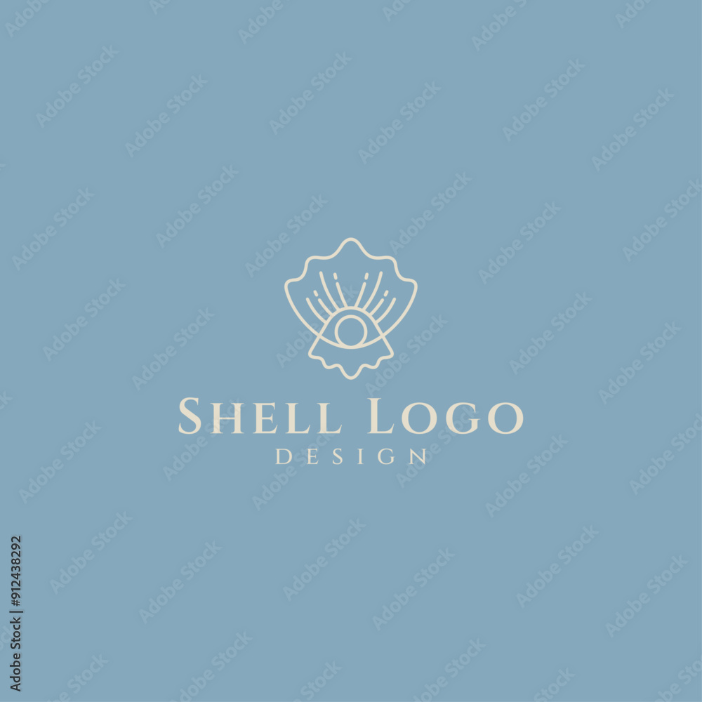 Poster pearl shell logo with a minimalist linear design style