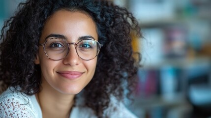 A close-up photo of a person wearing glasses, great for use in educational or personal settings
