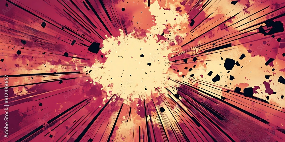 Fototapete pop art pattern. comic background with speech bubble and halftone maroon cartoon retro starburst tex