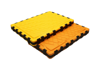 Interlocking Yellow And Orange Foam Tiles For A Playful Exercise Zone on a White or Clear Surface PNG Transparent Background