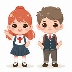 cute chibi characters school children