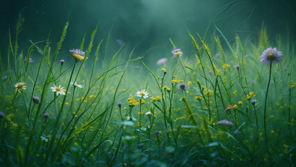 plants and flowers through Spring Meadow in the agricultural field.
