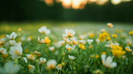 plants and flowers through Spring Meadow in the agricultural field.
