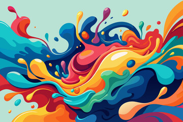 Colorful abstract fluid ink splash vector illustration 