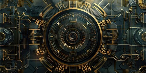 Gold and black futuristic technology design.