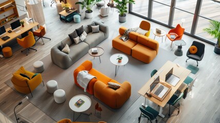 Agile Workspace: A flexible office environment that supports various work styles and activities, encouraging adaptability and dynamic interaction among team members.
