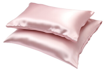 Soft Pink Silk Pillowcases for a Luxurious Nights Rest on a White or Clear Surface PNG Transparent Background