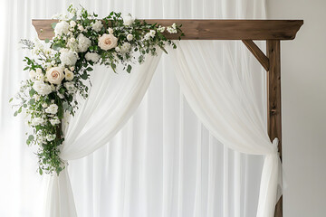 photo shooting white wall arranged outside for wedding reception