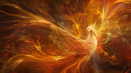 Abstract image of a phoenix rising from flames, symbolizing renewal and the value of life