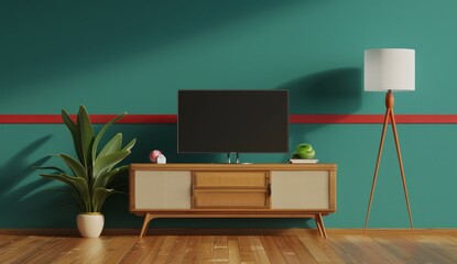 Retro TV in 1960s Living Room - Photorealism